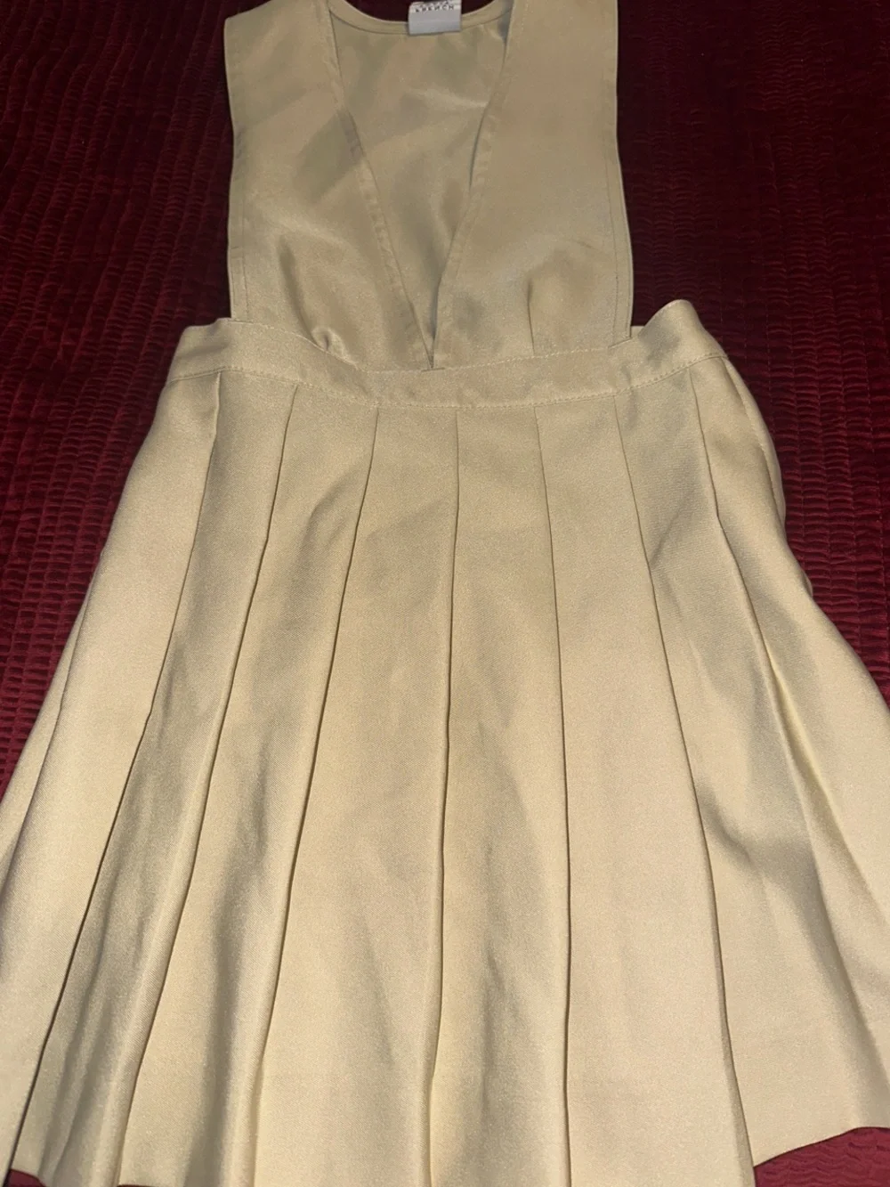 French Toast Cream Pleated Jumper Dress